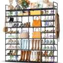 Kottwca 4 Row 10 Tier Large Shoe Rack Organizer for Closet Entryway, 7280 Pair Shoe Boot Storage Rack, Metal Shoe Shelf Big Vertical Stackable Shoe Stand for Bedroom Corner