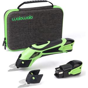 walowalo Electric Fabric Scissors Box Cutter 2 Rechargeable Batteries 2 PCS Blades for Crafts Sewing Cardboard Scrapbooking Leather 4V Li-Ion Power Cordless Shears Cutting Tool (Fast Charge Version)