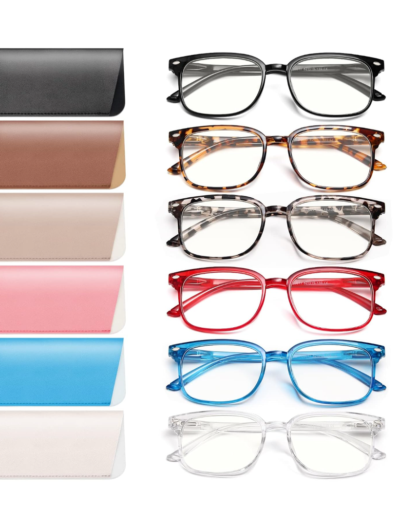 NOVIVON 6 Pack Reading Glasses for Women, Reading glasses men, Blue Light Blocking Readers, Computer eye glasses, Cheaters, +2.0