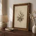 GarrbGrrl Vintage Framed Textured Painting Neutral White Floral Wall Art, 24"L x 16"W
