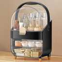 Makeup Organizer Countertop, Skincare Holder Bathroom Counter Organizer, Storage Box Cosmetic Display Cases, Teen Girl Gifts Make up Organizers for Vanity, Dresser (Black)