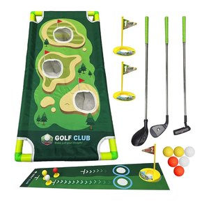 Toddler Golf Clubs Set - Kids Retractable Indoor Outdoor Game Play Toys for 3 4 5 6 7 8 Years Old Boys Girls - Realistic Yard Toy Kit with Adjustable Golf Club Putting Mat Cornhole Board Scoreboard