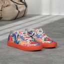 Obtaom Women Rainbow Canvas Fashion Sneakers Comfortable Orange Multi Walking Shoes Tie Dye Green Canvas Slip ons (Orange, US 8)