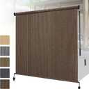 Shade&Beyond Outdoor Roller Shades with Splicing Design, 5' W x 8' H Cordless Patio Roll Up Blinds, Exterior Shade Cloth Roll for Porch, Gazebo, Pergola, Balcony, Mocha