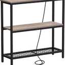 Snughome Console Table with Power Outlets, Entryway Table with Storage, Narrow Sofa Table with 3 Tier Shelves, 2 USB Ports, 2 Power Outlets, Hallway Table for Couch, Living Room, Entrance, Grey
