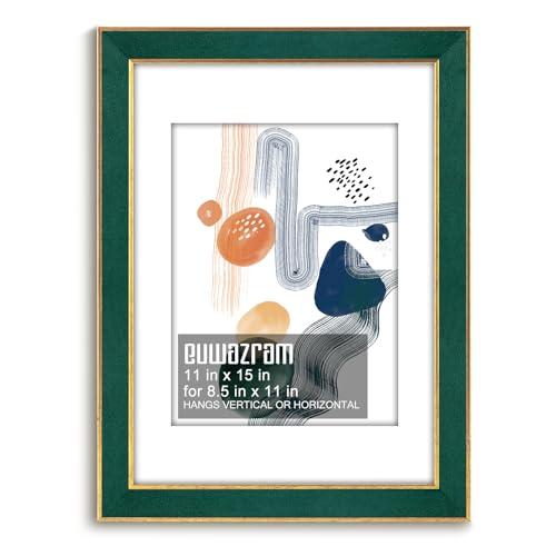 euwazram Suede 11x15 Frame - Single Frame, Christmas Elegant Green 11 x 15 Poster Frame with Mat for 8.5x11, 11x15 Picture Frames for Artwork, Puzzles, Photos and Movie Posters