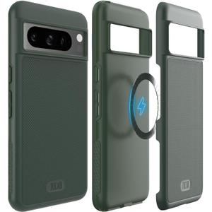 TUDIA MergeGrip [Magsafe Compatible] Designed for Google Pixel 8 Pro Case (2023) - Dual Layer [Military Grade] Shockproof Slim Rugged Tough Heavy Duty Phone Cases - Pine Green