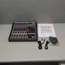 Depusheng DX6 Professional Mixer Sound Board Console 6 Channel Desk System Interface Digital USB MP3 Input 48V Phantom Power Stereo DJ Studio FX Steel Chassis,Black Bluetooth USB Audio Mixer for PC