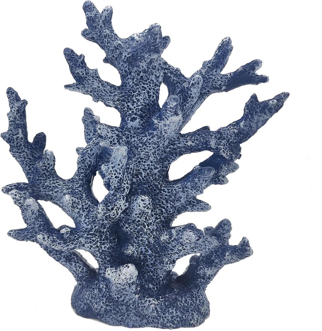 Beach Coastal Decor Coral Reef Home Decor Coral Statue Sculpture Home,Desk,Bathroom,Desktop Shelf Statue,Marine Themed Gifts (Blue Coral)