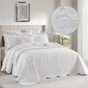 100% Cotton Oversized Bedspread Quilt Coverlet Set, 128"x120", Extra Wide Super King