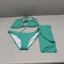SHENHE Women's 3 Piece Textured High Cut Halter Triangle Bikini Swimsuit with Cover Up Green S