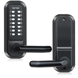 YGAFFAGY Mechanical Code Entry Door Lock,14 Digital keypad, Weatherproof deadbolt with Handle, Security Outdoor Lock Without Electronic, Easy Installation, for Home, Yard-gate, Office, Matte Black