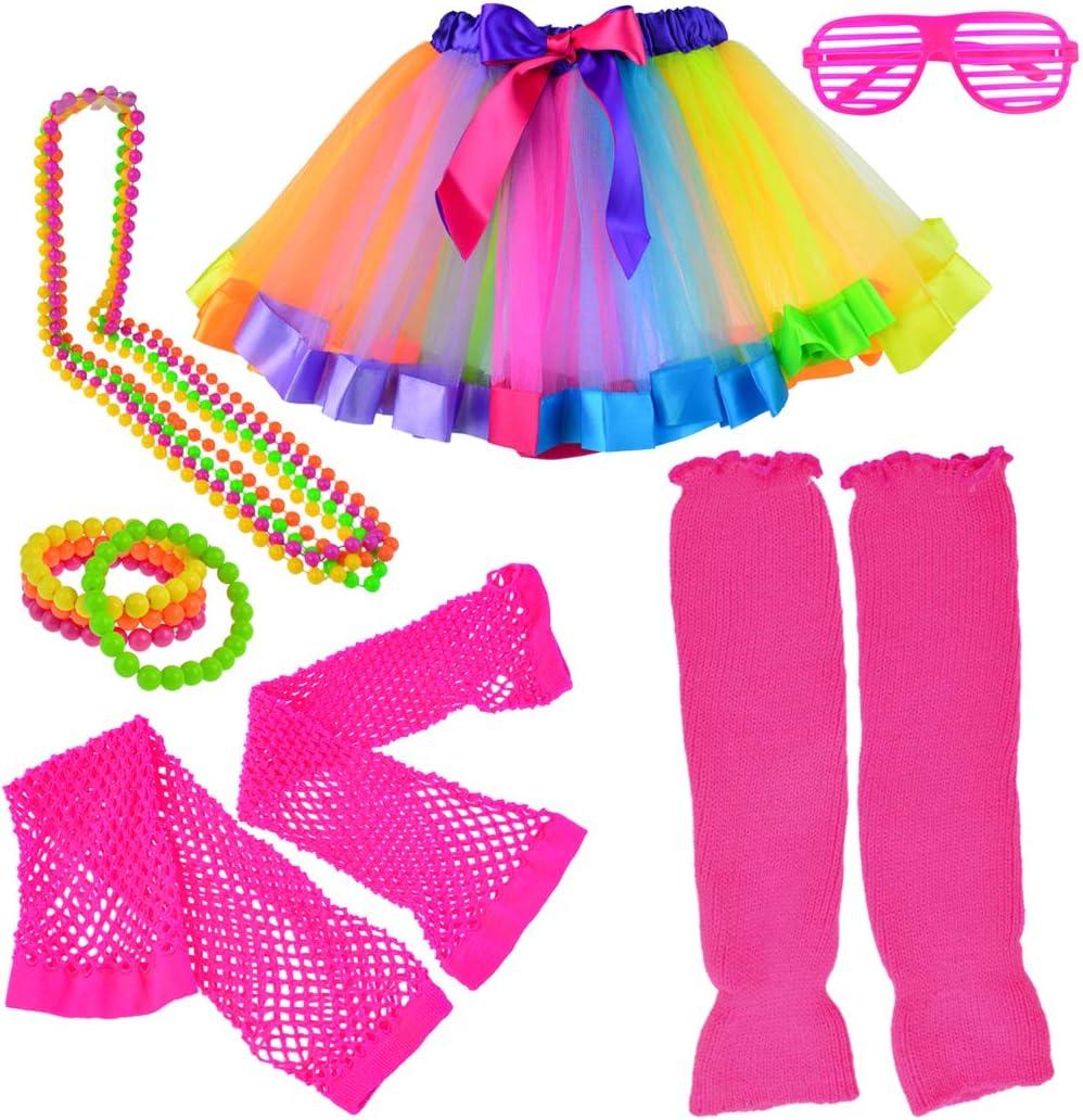 1980s Outfits Clothes Shirts Dress for Girl Neon (L)