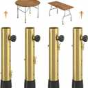 Pintuson Gold Table Leg Extenders (4 Pack) - Adjustable 2, 4, or 6 Inch Heavy Duty Steel Risers for Folding Tables - Anti-Wobble Height Extension for Straight & Bent Legs, Sewing, and Standing Desk
