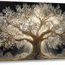 YBARTZQ Black Gold Tree Canvas Wall Art 24x48 Framed Tree of Life Picture