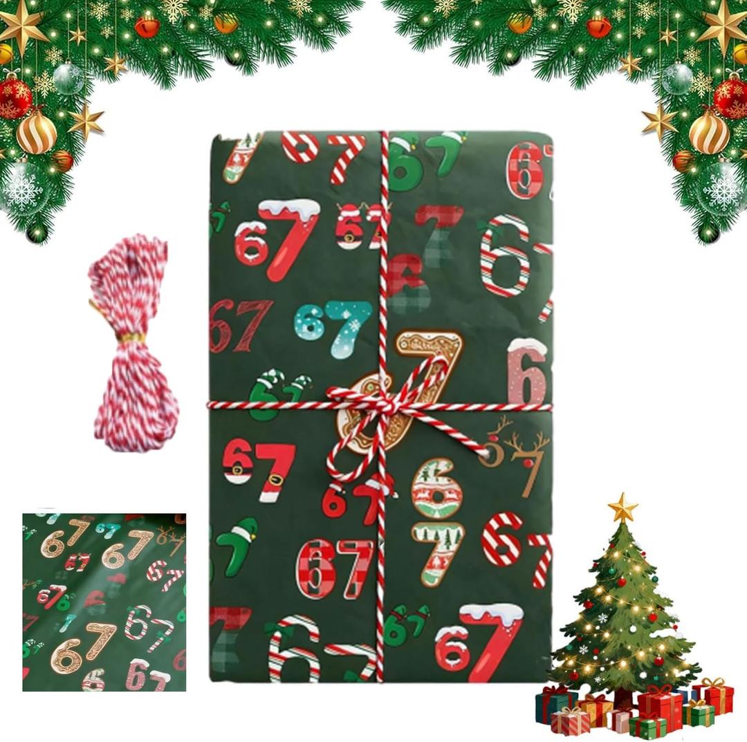 4 x Virularty 67 Christmas Wrapping Paper, 67 Meme Wrapping Paper, Gift Wrap Paper for Xmas, Party, Wrap Your Presents in Holiday Fun (A)