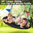 HeyZoo 48 inch Tree Swing, Larger Saucer Flying Swing for Whole Family, 900lbs Weight Capacity, with Adjustable Hanging Straps, for Outdoor Backyard, Gifts for Kids, Black