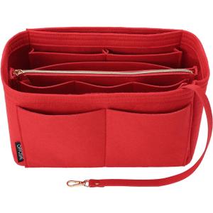 OPPOSHE Purse Organizer Insert for Handbags, Softened Felt Bag Insert Organizer for Tote, Compatible with LV, Coach, MK, Kate Spade, Goyard, Longchamp (Red, Slender Large)