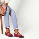 Amazon Essentials Women's Square-Toe Mary Jane Ballet Flat with Adjustable Metal Buckle Strap, Non-Slip Low Heel, Cushioned (Red, M) Size: 7