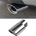 Stainless Steel Car Exhaust Tip, 2.5" Inlet 3.3" Outlet Adjustable Chrome-Plated Finish Exhaust Tailpipe, Car Exhaust Pipe Modification Tail Throat Tail Pipe, Fit for Most Cars (Straight, Silver)