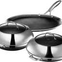 HexClad Hybrid Nonstick 14-Inch Frying Pan with Stainless Steel Lid, Stay-Cool Handles, Dishwasher-Friendly, Oven-Safe Up to 900°F, Induction Ready, Compatible with All Cooktops
