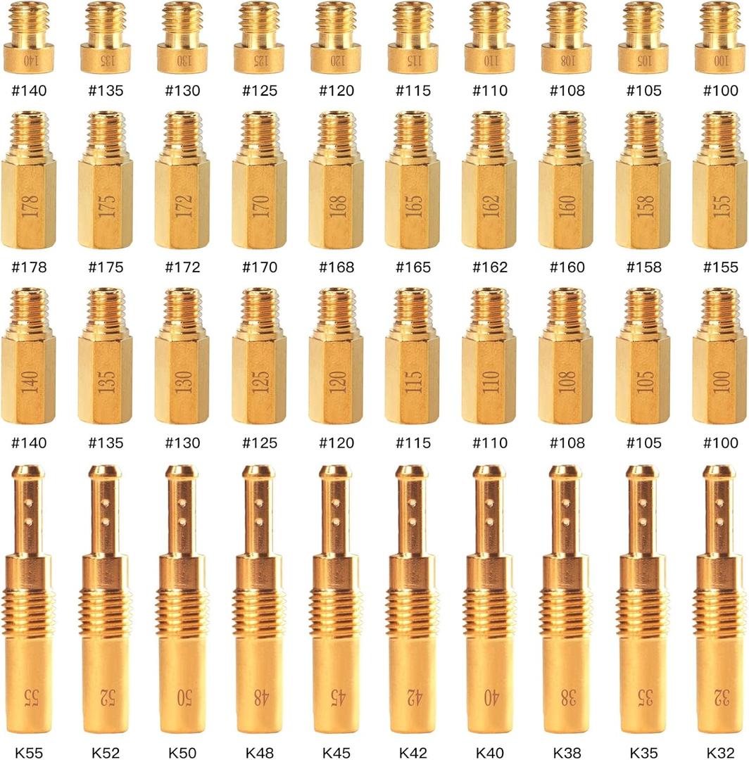 40PCS Carburetor Main Jet Slow Pilot Jet Kit for PWK Keihin OKO CVK Crab,Replace #SCL-2018090002-ZH-T-01/02 SCL-2018090001/03-ZH-T-01
