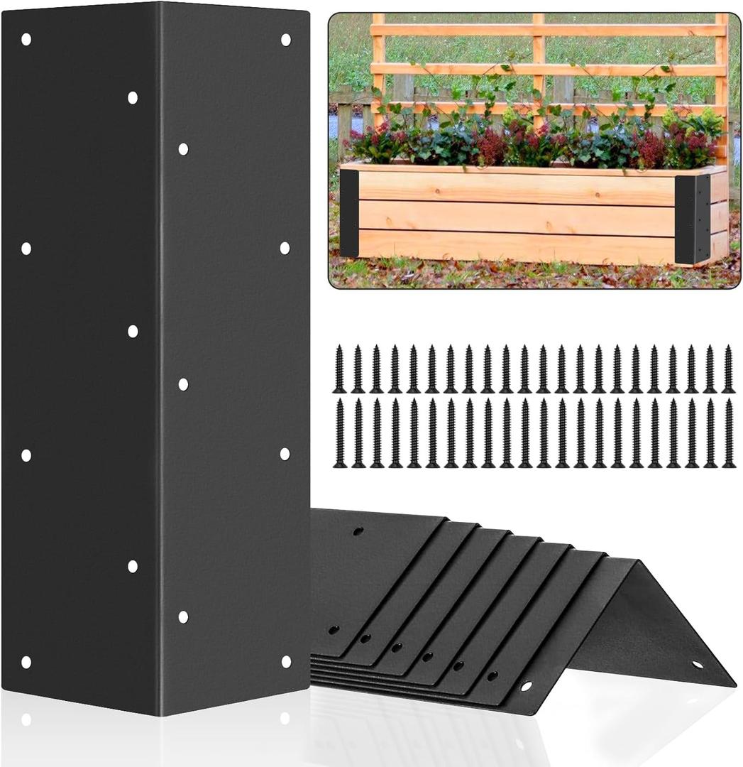 8 Pack Raised Beds Corner Brackets | Raised Garden Bed Brackets with Screws | Suits for Wood Fits 20"-24" Bed | 11" x 3" x 3" for Vegetable Planter Garden