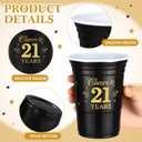 Ziliny 50 Pack 21st Birthday Decorations Birthday Cups 16 oz Disposable Plastic Gold and Black Cheers to 21 Years Cups for Men Women Hot Cold Drinks for Wedding Anniversary Supplies