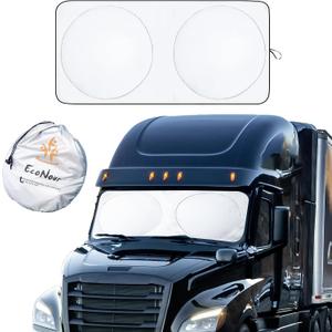 EcoNour Semi-Truck Sun Shade for Windshield (2 Ring) | 240T UV Protective Sunshade for Truck Windshield Maximum Coverage to Block UV/Sun Heat Rays