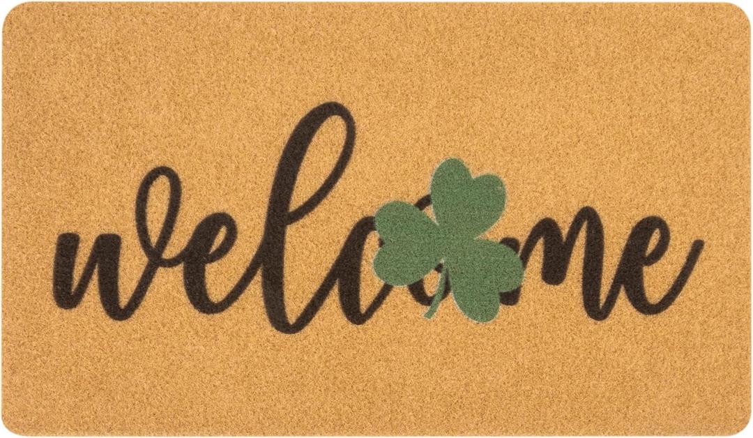 St. Patrick's Day-Welcome-Doormat-Front Door - Shamrock Outdoor- Entrance-Porch Home Spring-Decor Door-Mats 17x29 Inch