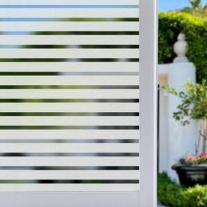 Niviy Frosted Window Film Privacy Window Sticker Non Adhesive Window Vinyl Film Removable Static Cling Window Film UV Protection Striped Pattern for Home Office 35.4 x 78.7 Inches (Wide Stripe)