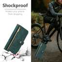 UEEBAI Case for Samsung Galaxy A71, 9 Card Slots Retro Leather Wallet Shockproof Flip Cover with Hand Strap Card Slots Zipper Pocket Kickstand Handbag Magnetic Closure - Retro Green