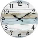 CHYLIN Wall Clock Silent Non Ticking Wall Clocks Battery Operated, Rustic Coastal Country Clock Decorative for Bathroom Kitchen(10 Inch) (B-white,brown,blue)