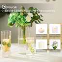 Glasseam Glass Cylinder Candle Holder, Clear Ribbed Vase Set of 18, Hurricane Pillar Candle Holder, Floating Candle Holders for Table Centerpiece, Flute Flower Vases for Centerpieces Dining Table