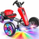 Hikole 12V Electric Go Kart for Kids 3-6, Foldable, Light-Up Wheels, Red, 30.7 inches x 21.2 inches x 19 inches