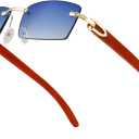 Dollger Sunglasses for Women Men Retro Metal Frame Rectangle Square Sunglasses 70s 80s Large Designer Shades (A5:imitation Wood-gold /Blue)