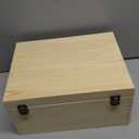 Frcctre Extral Large Unfinished Wooden Box, 13 x 10 x 6.5 inch Natural Unfinished Pine Wood Box with Hinged Lid and Front Clasp for DIY Craft Art Hobbies and Home Storage