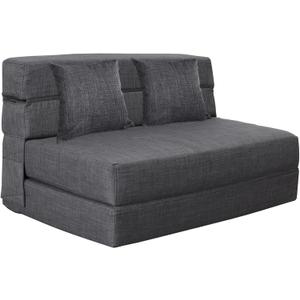 Queen Size Folding Sofa Couch Memory Foam with 2 Pillows Sleeper Chair Lazy Couch Triple Futon Convertible Guest Beds, Washable Cover,Dark Gray (Darkgray)