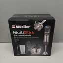 Mueller Multistick 5-in-1 Immersion Blender Handheld,12 Speed Hand Mixer-Turbo Boost,Heaviest Duty Copper Motor,Titanium reinforced Blades Hand Blender, Milk Frother Wand, Whisk, Beaker, Chopper, Grey