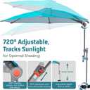 Chair Adjustable Umbrella with Clamp UPF 50+ with Universal Clamp for Beach Chair, Cyan
