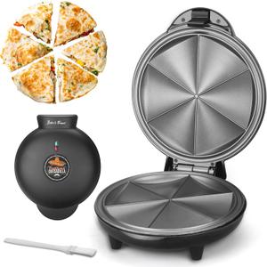 Baker's Friend Electric Quesadilla Maker with Extra Stuffing Design, 9.5 Inch with Easy Slice 6 Wedge, Non Stick Surface, Non-Slip Feet, Grilled Cheese Maker Machine, Graphite Black Baker's Friend Electric Quesadilla Maker with Extra Stuffing Design, 9.5 Inch with Easy Slice 6 Wedge, Non Stick Surface, Non-Slip Feet, Grilled Cheese Maker Machine, Graphite Black