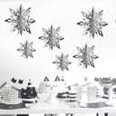CNUSER Winter Wonderland Snowflakes Party Decorations 3D Card Hanging Paper Centerpieces for Christmastree/New Year/Baby Shower/Wedding Party (Mirror Silver)