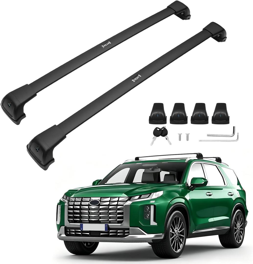 Powerty 268LBS Roof Rack Cross Bars for 2019-2025 Hyundai Palisade SE/SEL/XRT/Limited/Calligraphy with Fulsh Side Rails, Lockable Aluminum Roof Crossbars Rooftop Luggage Racks for Palisade Accessories