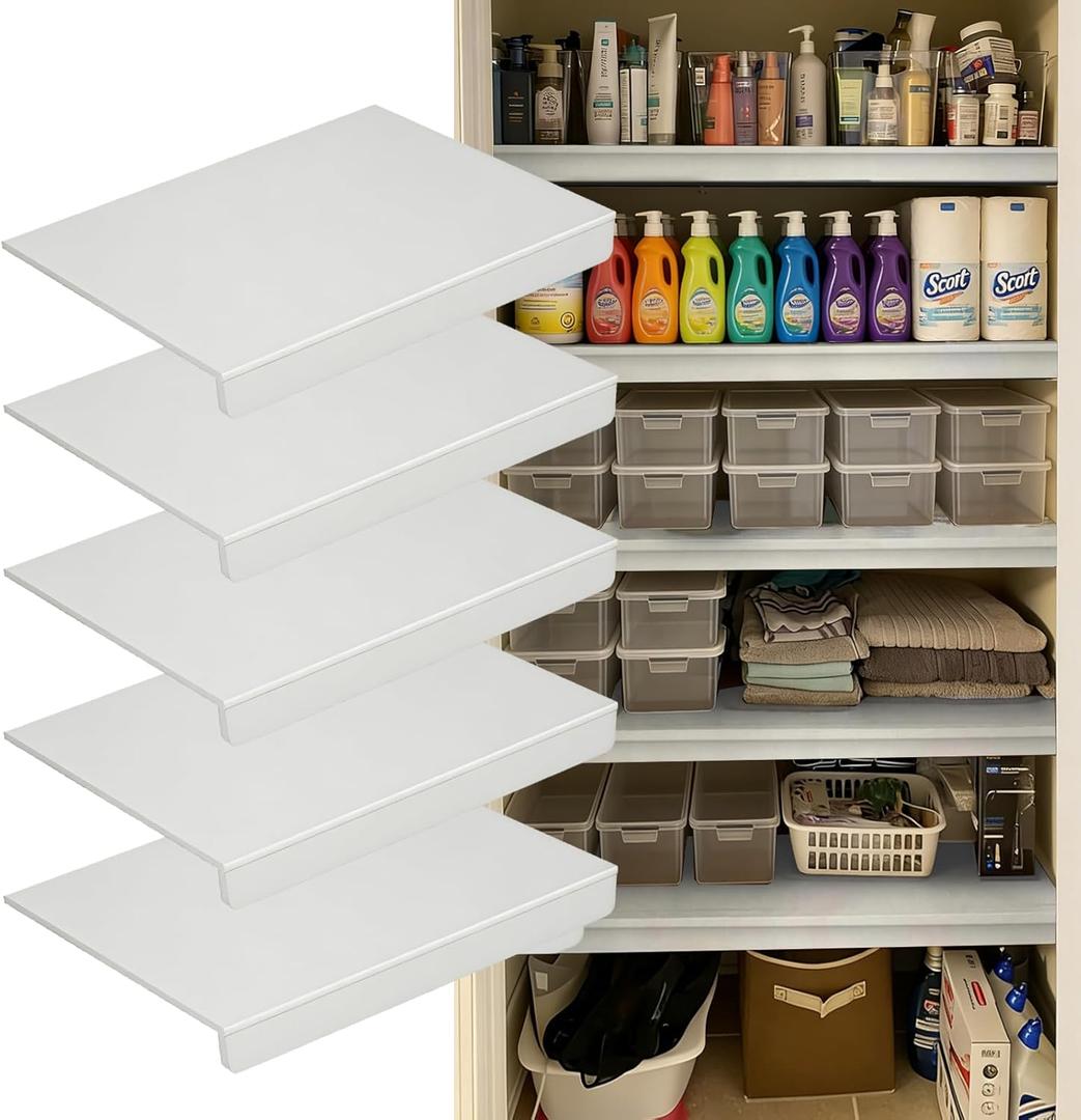 White 16x36 in 5-Pack pantry shelf cover wood used for heavy duty storage up to 120+ lbs, for homeowners in closet, 36x16x2.5in