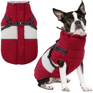 SUNFURA Dog Winter Coat, Waterproof Dog Coat Jacket with Harness for Medium Dogs Boys Girls, Reflective Fleece Lined Pet Snow Jacket Sweaters for Pug, Jack Russel, Boston Terrier, Burgundy M, 
Neck Size	14.8 inches
Chest Size	20.7 Inches