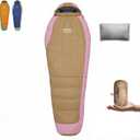 Ultralight Down Sleeping Bag for Adults with Pillow,15F 32F 45F Ultra Compact Mummy Sleeping Bag with 680FP Duck Down for Women,Kids,Teens Backpacking,Camping and Hiking Outdoor
