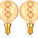 Dimmable G16.5 Amber Light Bulbs 25 Watt Equal 3W,Candelabra Edison Screw Base E12 Bulb Warm,Vintage LED Globe Light Bulbs for Chandelier Ceiling Fan,Soft White 2200K,180LM,2 Pack