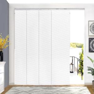 Lazblinds Adjustable Panel Track Blinds, Blackout White, 82.63 inches x 96 inches