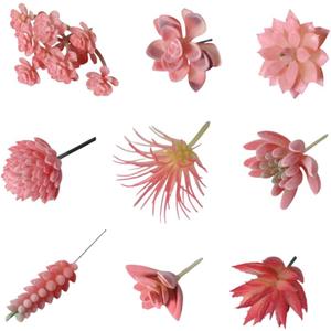 Mini Artificial Succulents, Fake Small Plants, Fake Succulent PlantArtificial Air Plants that Look Real, Faux Succulents Unpotted, for Party, Garden & Outdoor Home Dcor (9, Pink)