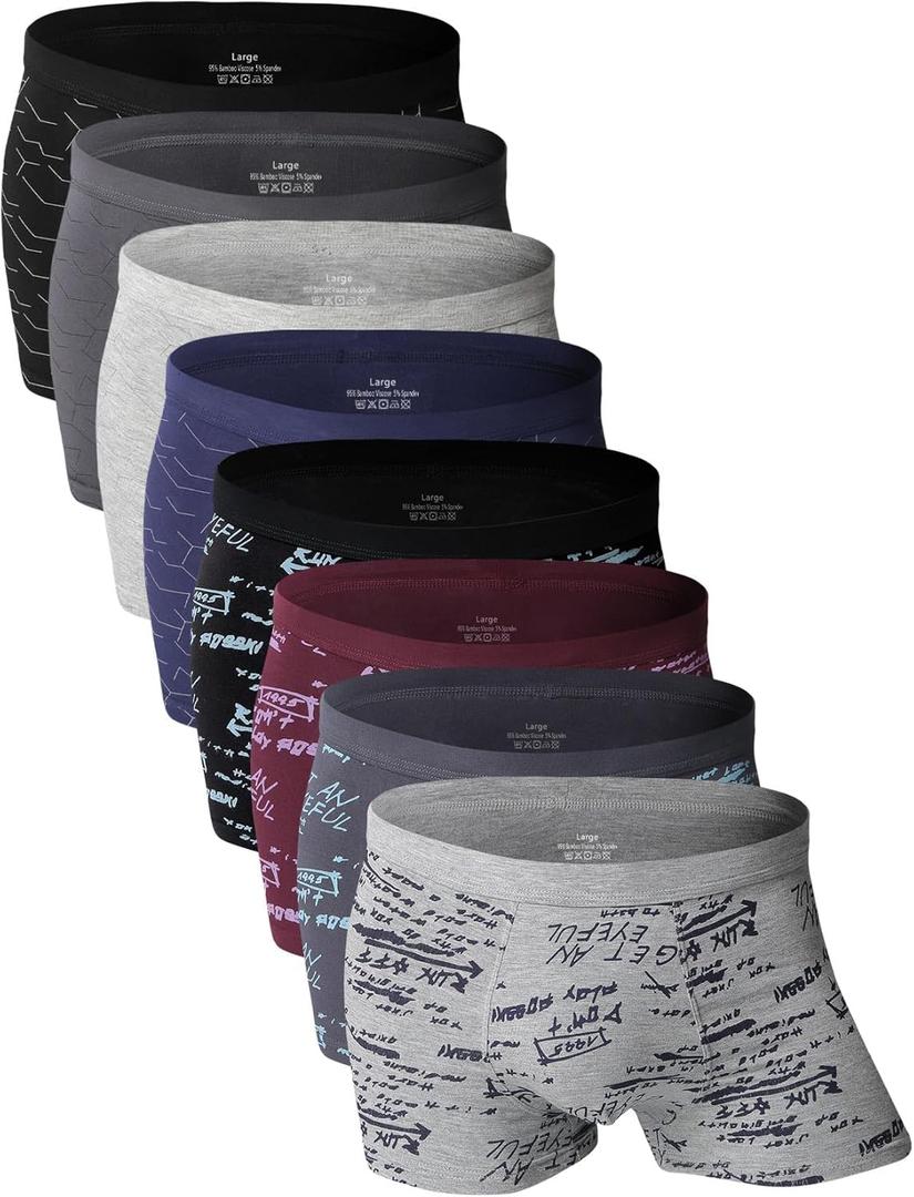 youlehe Men's Underwear Soft Bamboo Viscose Boxer Briefs Stretch Trunks Pack (M)
